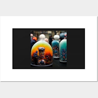 colourful glass blown bottle's Posters and Art